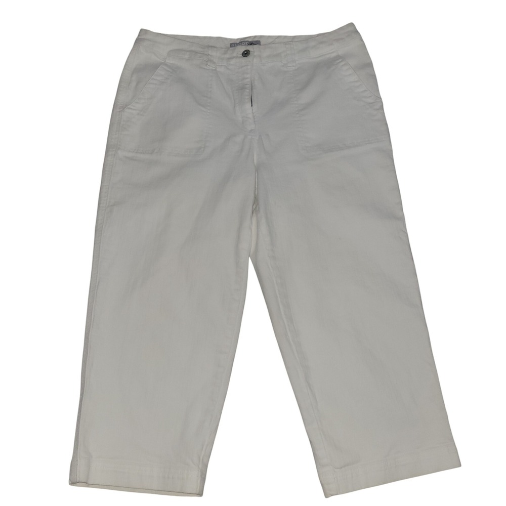 Chico's Platinum White Cropped Capri Pants 3 Stretch comfort beach momcore comfy